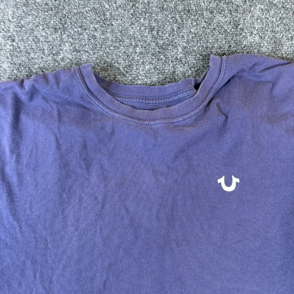 True Religion Brand Jeans T Shirt Mens XL Blue‎ Logo Short Sleeve Crew Neck
